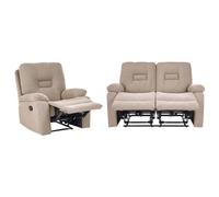 Manual Recliner Living Room Set 3 Seater BERGEN Fabric Taupe