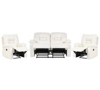 Manual Recliner Living Room Set 4 Seater BERGEN Faux Leather White