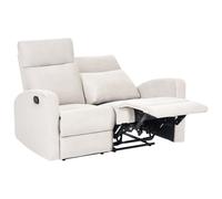 Manual Recliner Sofa 2 Seater VERDAL Velvet Beige with Footrest