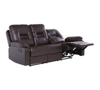Beliani 3 Seater Faux Leather Manual Recliner Sofa Brown Bergen, Brown