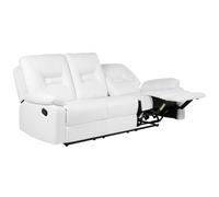 Beliani 3 Seater Faux Leather Manual Recliner Sofa White Bergen, White
