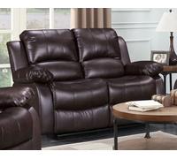 Manual Recliner Sofa In Brown Faux Leather 2 Seater Sofa