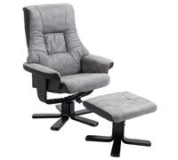 Manual Recliner Sofa With Footrest 360 Swivel Sofa Armchair Faux Leather Grey