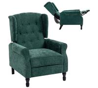 HOMCOM Manual Reclining Armchair Recliner with Footrest - Green | TJ Hughes