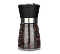 Manual Refillable Pepper Grinder - 6 Oz Refillable Glass Grinders for Pepper, Salt, and Other Spices, Adjustable Rotor with 5 Settings, Scratch-Resistant Glass, Good for Home & Professional Use