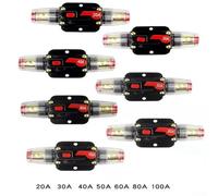 Manual Reset Auto Inline Fuse Circuit Breaker with Wire Lugs and Heat Shrink Tube, 12V-24V Dc Overload and Short Circuit Protection(80A)
