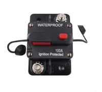 Manual Reset Circuit Breaker Holder 100A for Solar Power System 12-48V DC with IP67 Dust and Splash Proof Cover and Push Button Disconnect