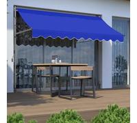 Manual Retractable Aw 24m No Drilling for Patio Balcony Door Window - UV Resistant Waterproof Adjustable Height & Angle (Blue 200x120cm)