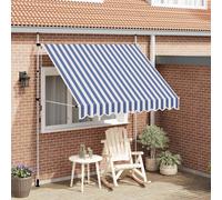 Manual Retractable Awning 250 cm Blue and White Stripes