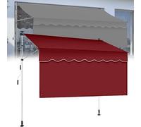 Manual Retractable Awning 3x1.2m/3.5x1.2m/4x1.2m - Adjustable Pitch & Height, Freestanding Canopy for Patios, Balconies, Restaurants, Cafés - Easy Installation, No Drilling Needed