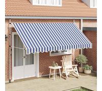 Manual Retractable Awning 400 cm Blue and White Stripes