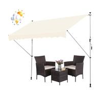 Manual Retractable Awning，Balcony awning, Non-Screw Outdoor Sun Shade，Retractable Manual Awning，Sun protection - Crank-Retractable - Adjustable height - Manual ( Color : White , Size : W250cm(98.42in)