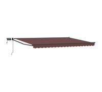Manual Retractable Awning Brown 4x3m Polyester PU Anthracite Frame Solar LED