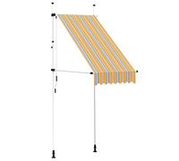 Retractable Awning 100cm Blue/White 100% Polyester PU Coating Steel Frame Manual
