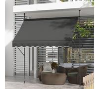 Manual Retractable Awning, Freestanding & Non-Screw Garden Awning Outsunny Dark Grey One Size