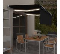 Manual Retractable Awning Outdoor Awning with Blind and LED Awning vidaXL