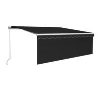 vidaXL Manual Retractable Awning with Blind&LED 4x3m Anthracite
