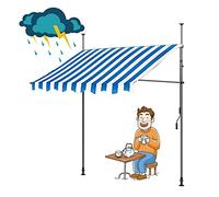 Manual Retractable Awning, Screwless Outdoor Sunshade with Hand Crank, Adjustable Balcony Protection, UV & Water Resistant, Ideal for Garden Use, Easy Installation