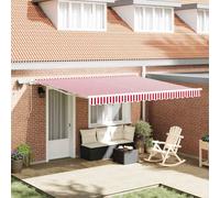 Retractable Awning Red and White 300 x 250 cm Fabric and Steel