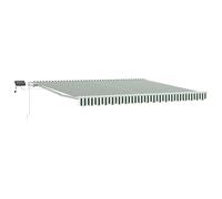 vidaXL Retractable Awning Green and White 400 x 300 cm