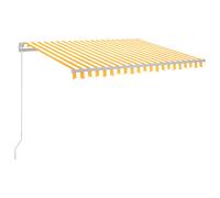 vidaXL Manual Retractable Awning with LED 300x250 cm Yellow and White Shade