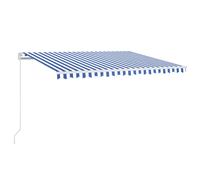 Retractable Awning 400x350 cm Blue & White Powder-Coated Aluminium Polyester LED