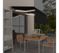 vidaXL Manual Retractable Awning with Blind&LED 3x2.5m Anthracite Awning Set