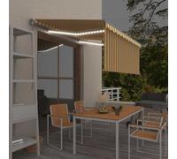 vidaXL Manual Retractable Awning With Blind&led 3X2.5M Yellow & White, Yellow