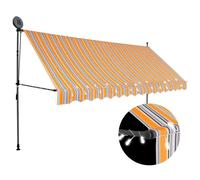 Manual Retractable Awning with LED 400 cm Yellow and Blue