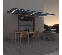 Manual Retractable Awning with LED 600x350 cm Blue and White