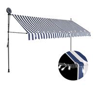 Manual Retractable Awning with LED White and Orange Outdoor Canopy vidaXL
