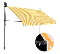 Manual Retractable Awning with LED White and Orange Outdoor Canopy vidaXL