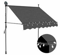Manual Retractable Awning with LED White and Orange Outdoor Canopy vidaXL