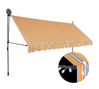 Manual Retractable Awning with LED White and Orange Outdoor Canopy vidaXL