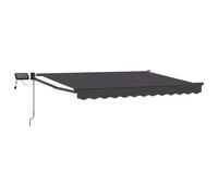 Retractable Awning Anthracite 3x2.5 m Polyester PU Solar LED Manual Crank Steel