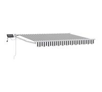 vidaXL Manual Retractable Awning with LEDs 4 x 3 m Anthracite Polyester PU Coating