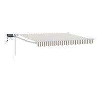 Retractable Awning 4.5x3 m Light Grey/White 100% Polyester Steel/Aluminium LEDs