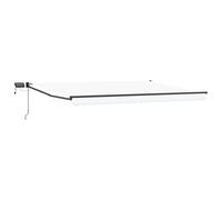 vidaXL Manual Retractable Awning White Polyester PU Anthracite Frame LEDs 4 x 3 m