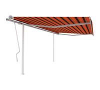 Manual Retractable Awning with Posts 4x3 m Orange and Brown