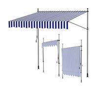 Manual Retractable Awning with UV 50+ Protection for Outdoor Shade on Windows, Balconies, and Gardens