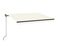 vidaXL Manual Retractable Awning with LED 350x250 cm Cream Outdoor Balcony