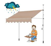 Manual Retractable Balcony Awning, Screwless Outdoor Sunshade with Hand Crank, Height Adjustable, UV & Water Resistant Garden Protection Solution