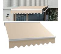 Manual Retractable Garden Awning Fabric Replacement Outdoor Sunshade Canopy Cover Khaki Retractable Patio Awning 3.5x2.5m (11.4x8.2ft) for Sun Protection