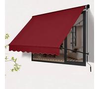 Manual Retractable ning - 1m/3.3ft UV Resint Outdoor Canopy with Aluminu and Crank Handle - Red Door ning for Patio, Garden, Deck, and Balcony