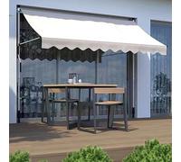 Manual Retractable Outdoor Canopy Awning for Windows & Doors No-Drill Crank Design Height Adjustable Ideal Balcony Entrance Shade White 2x1.2m