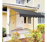 Manual Retractable Outdoor Door Canopy - Adjustable Height No Drilling Easy Installation Crank Canopy for Windows & Doors Perfect for Balconies - Gray Size: 3.5x1.2