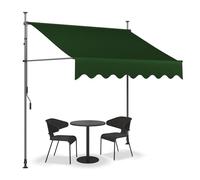 Manual Retractable Outdoor Garden Awning Waterproof Polyester Sun Shelter Canopy Adjustable Height No Drilling for Shop Cafe Balcony Courtyard (Dark Green 400x120cm)