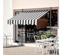 Manual Retractable Outdoor Patio Awning with Crank Handle Adjustable Height & Angle UV Protection Waterproof Gray/White 300x150cmPerfect for Sunshade & Rain Cover