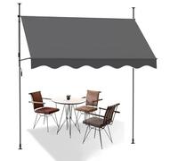 Manual Retractable Patio Awning - Adjustable Height Canopy 2.5x1.2m Outdoor Shade for Windows & Doors Non-Screw Design Gray (400x120cm) - Ideal for Sun Protection