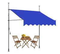 Manual Retractable Patio Awning, Outdoor Sun Shade Canopy with Crank, UPF50 UV Protection, Waterproof PU3000, White Blue - B, 400cm Size for Backyard Shelter